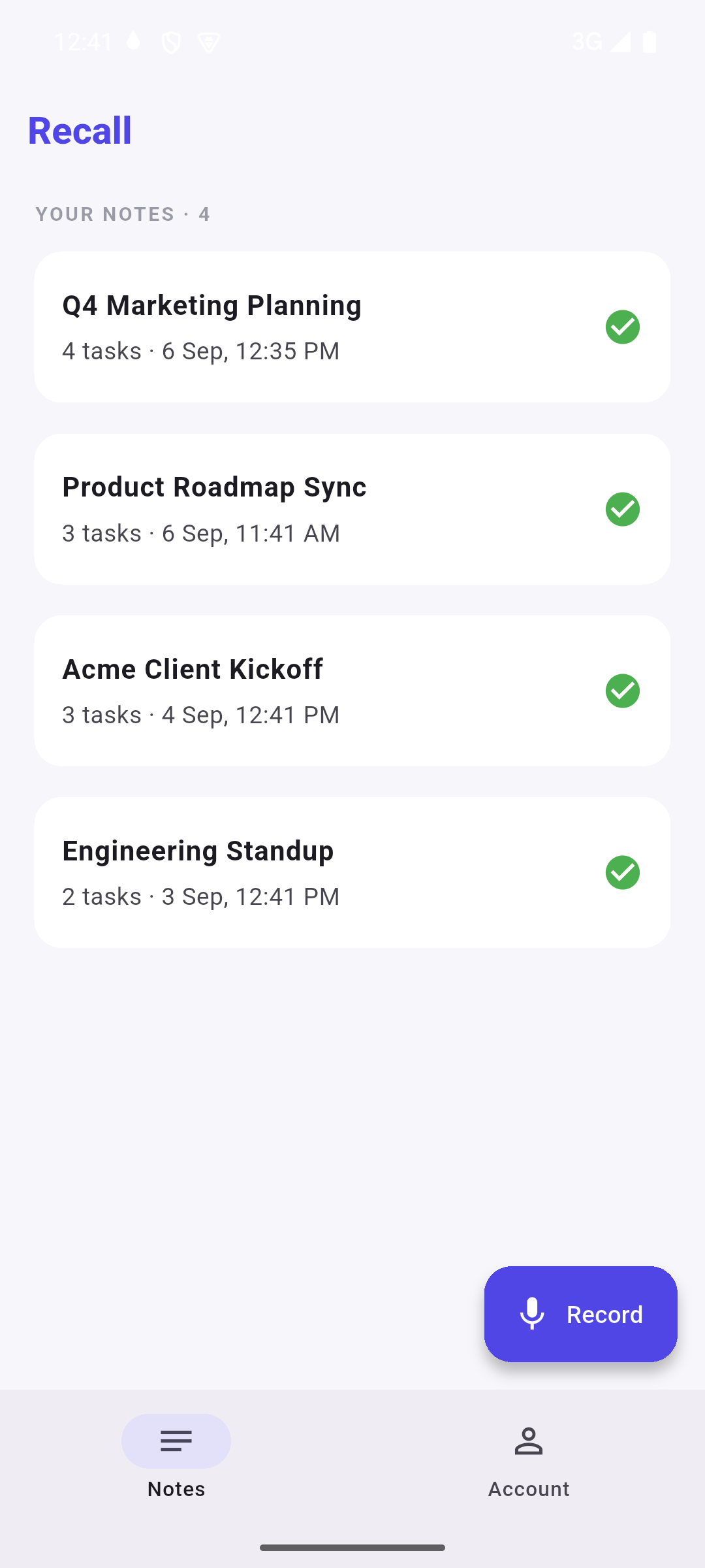 Your meeting history