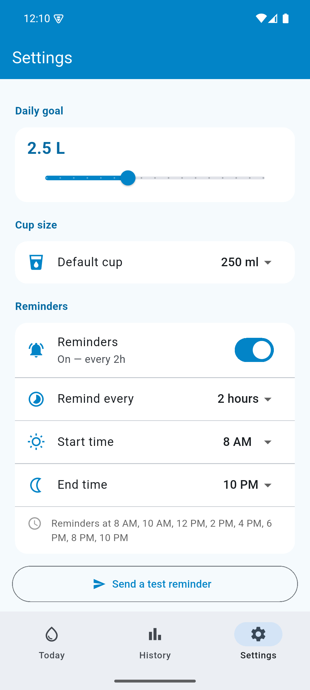 Reminder settings